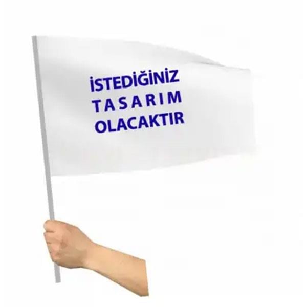 50x75 Cm Elde Sallamalı Sopalı Logolu Bayrak