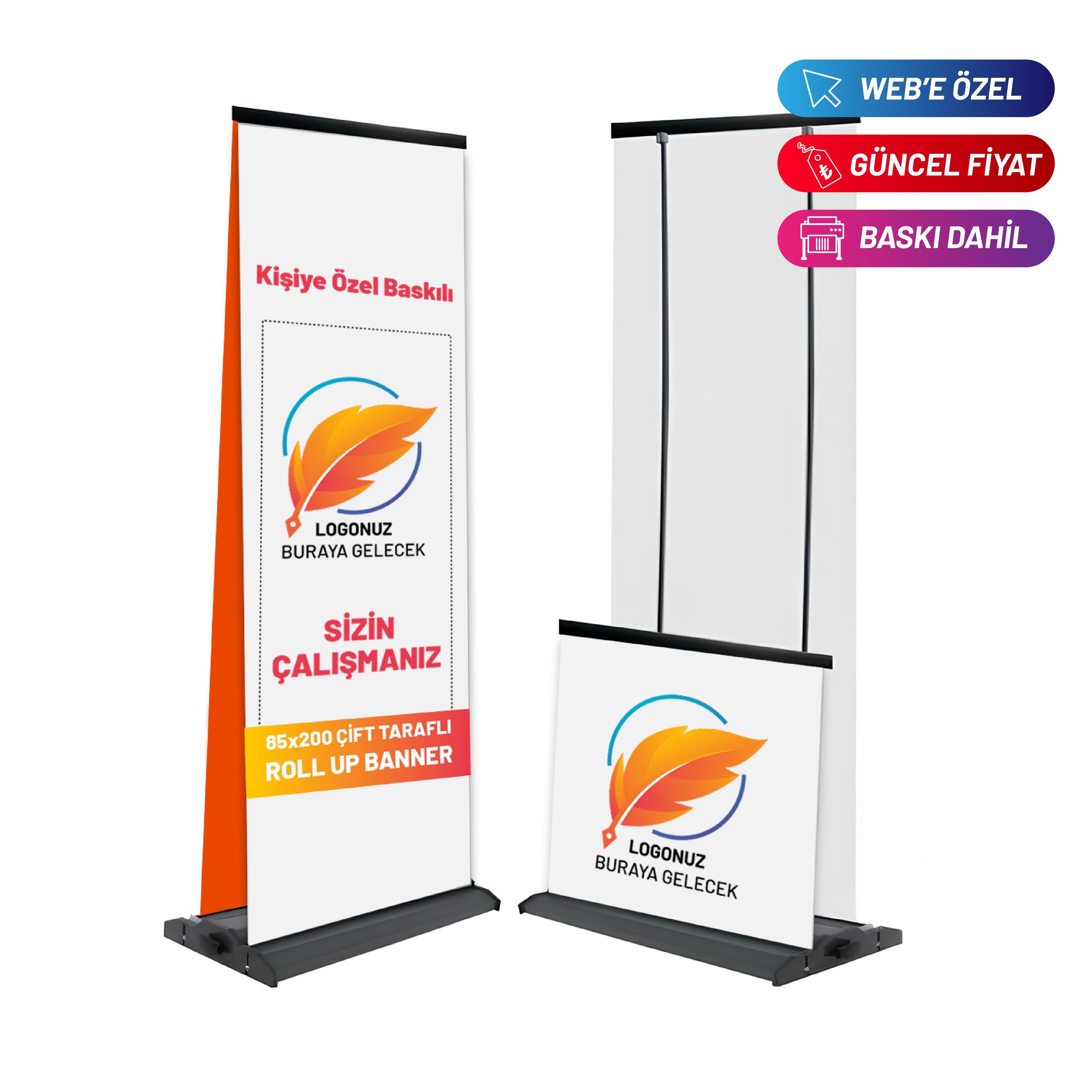 85×200 Cm Çift Taraflı Rollup Banner Pro Model