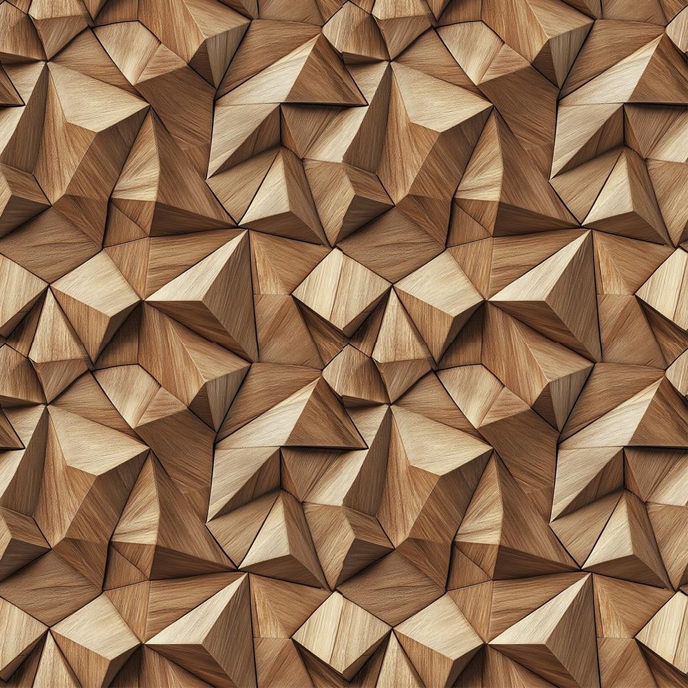 Ahşap Üçgen Mozaik 3D Stor Perde