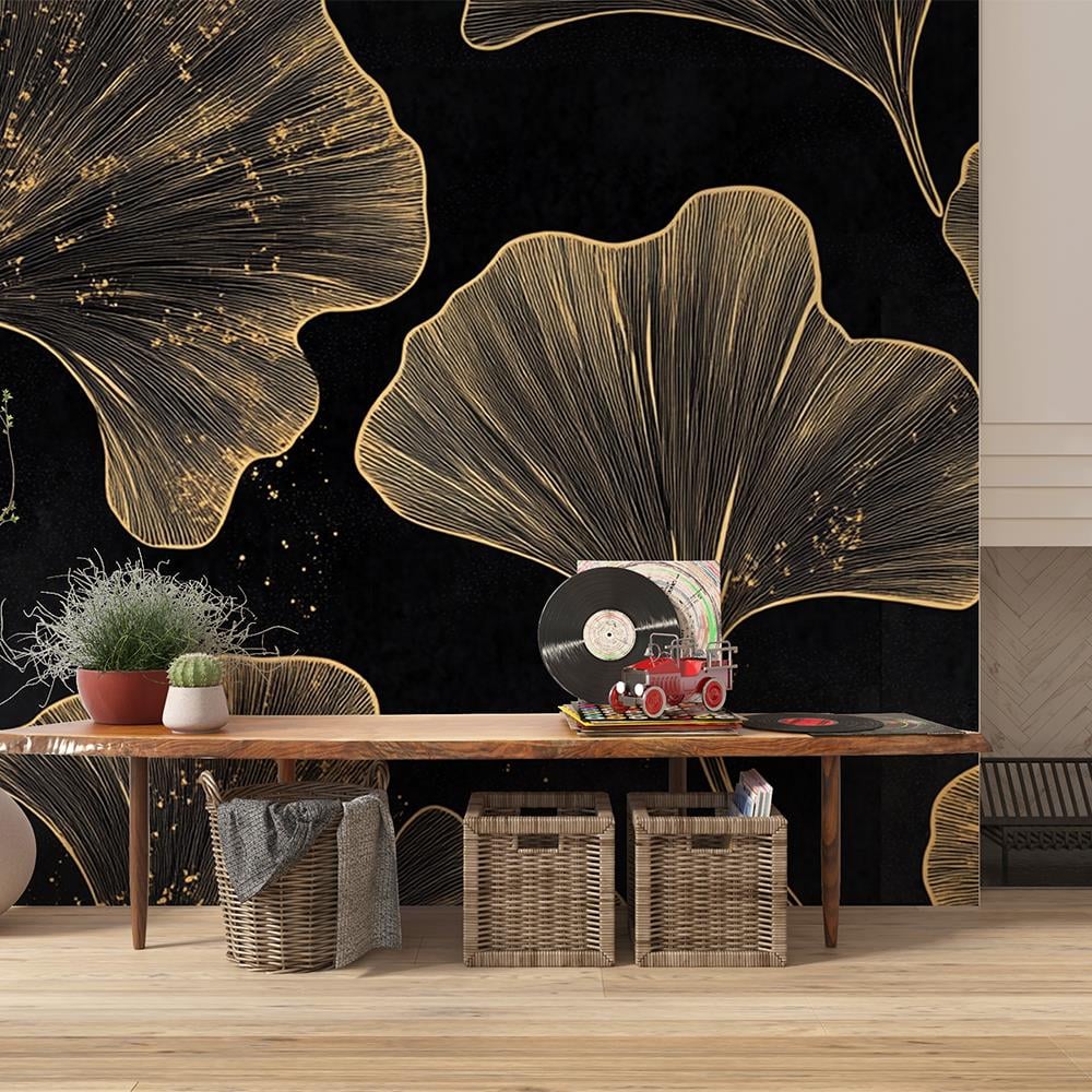 Altın Gingko Yaprakları Duvar Kağıdı