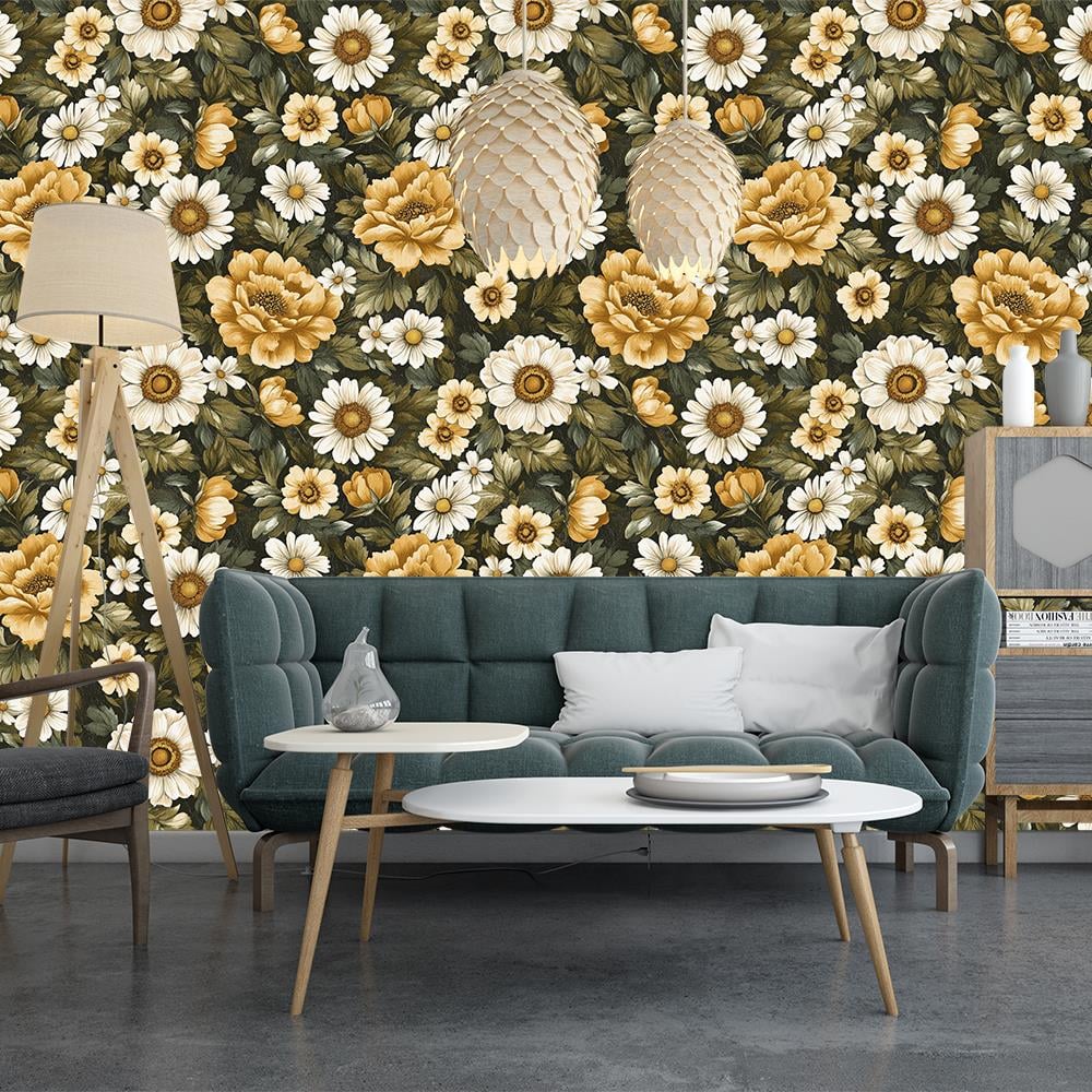 Altın Renkli Papatyalar Duvar Kağıdı