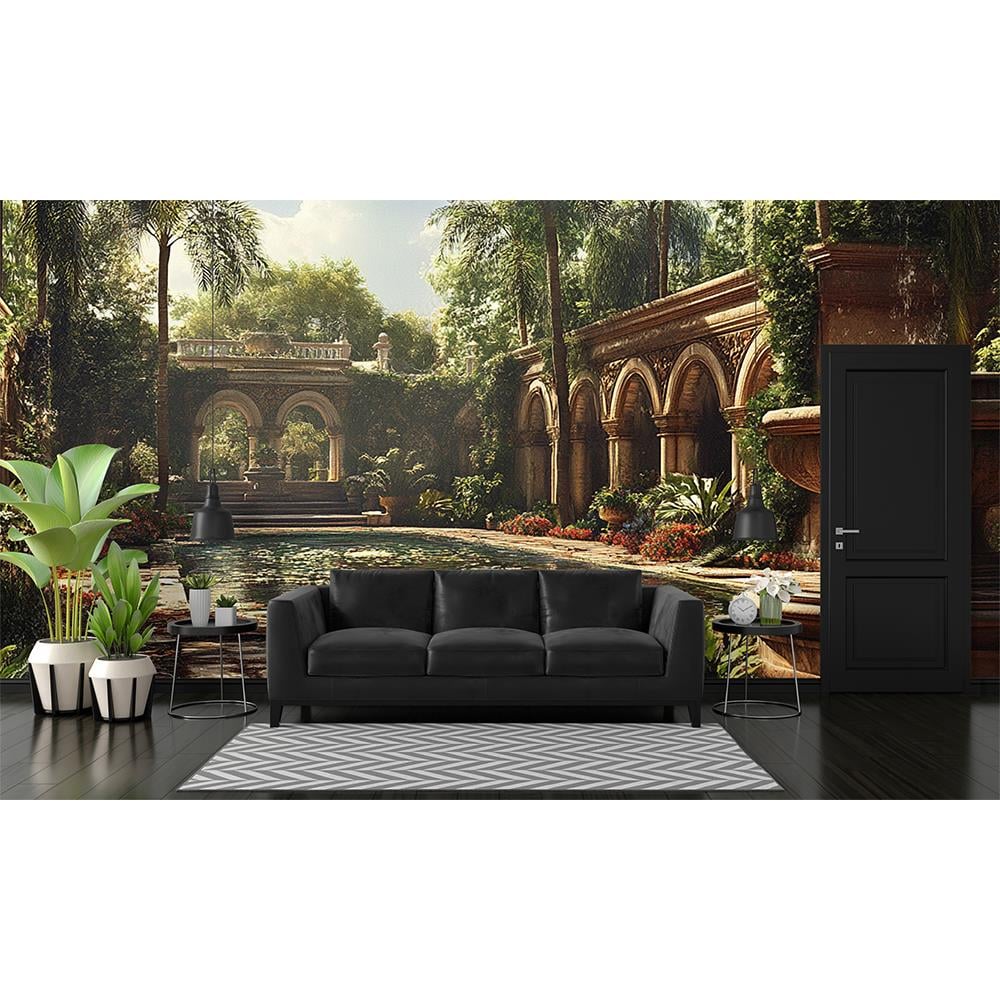 Antik Bahçede Huzur Veren Havuz Duvar Kağıdı