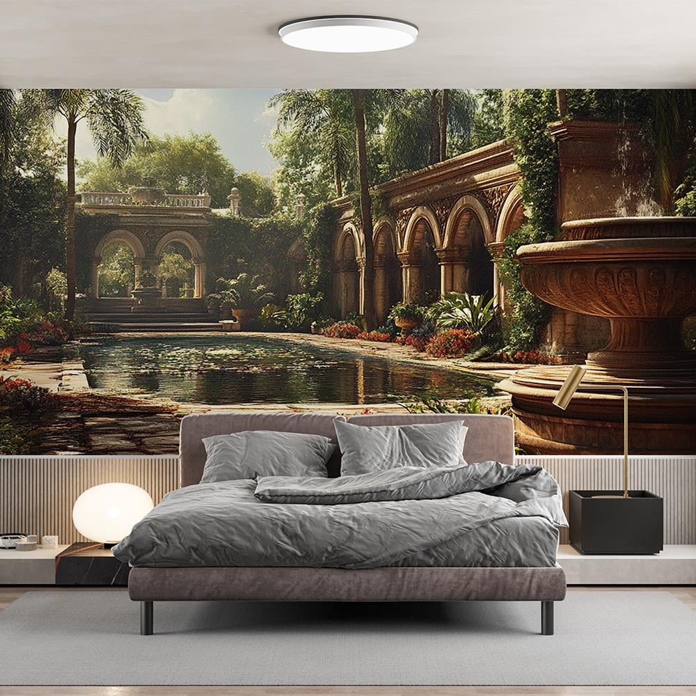 Antik Bahçede Huzur Veren Havuz Duvar Kağıdı