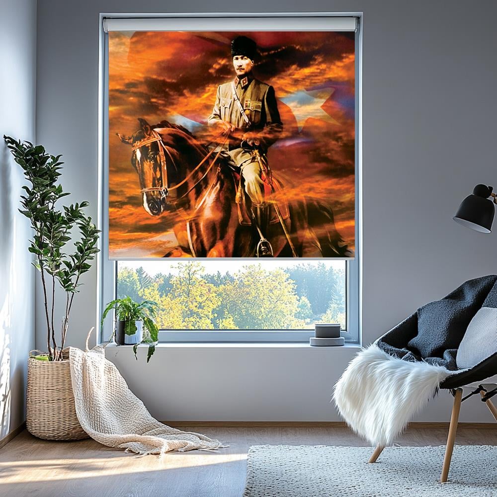 At Üstünde Atatürk Postersli Stor Perde