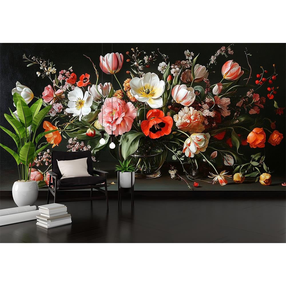 Barok Çiçek Aranjmanı Duvar Kağıdı