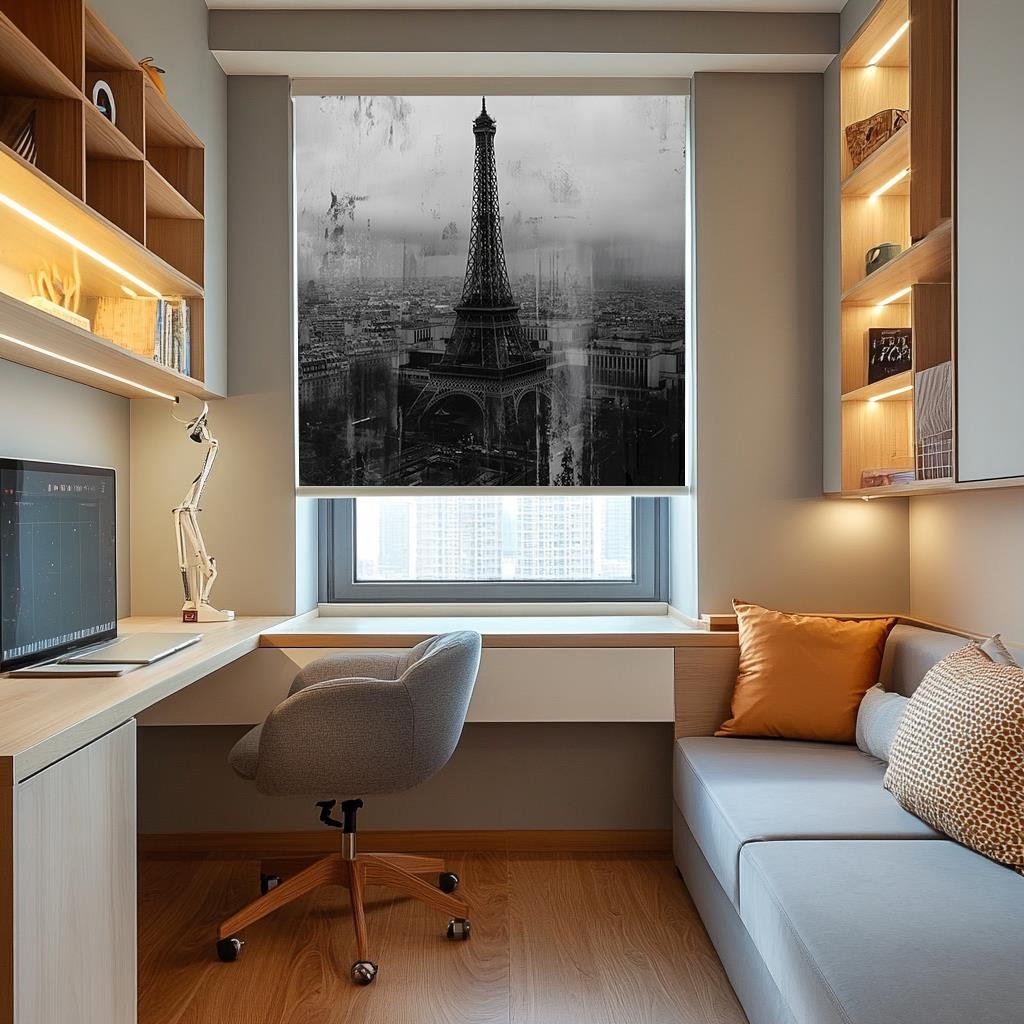 Eiffel Kulesi Siluet 3D Stor Perde