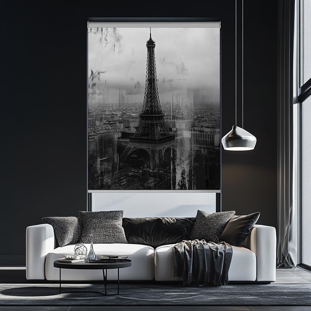 Eiffel Kulesi Siluet 3D Stor Perde