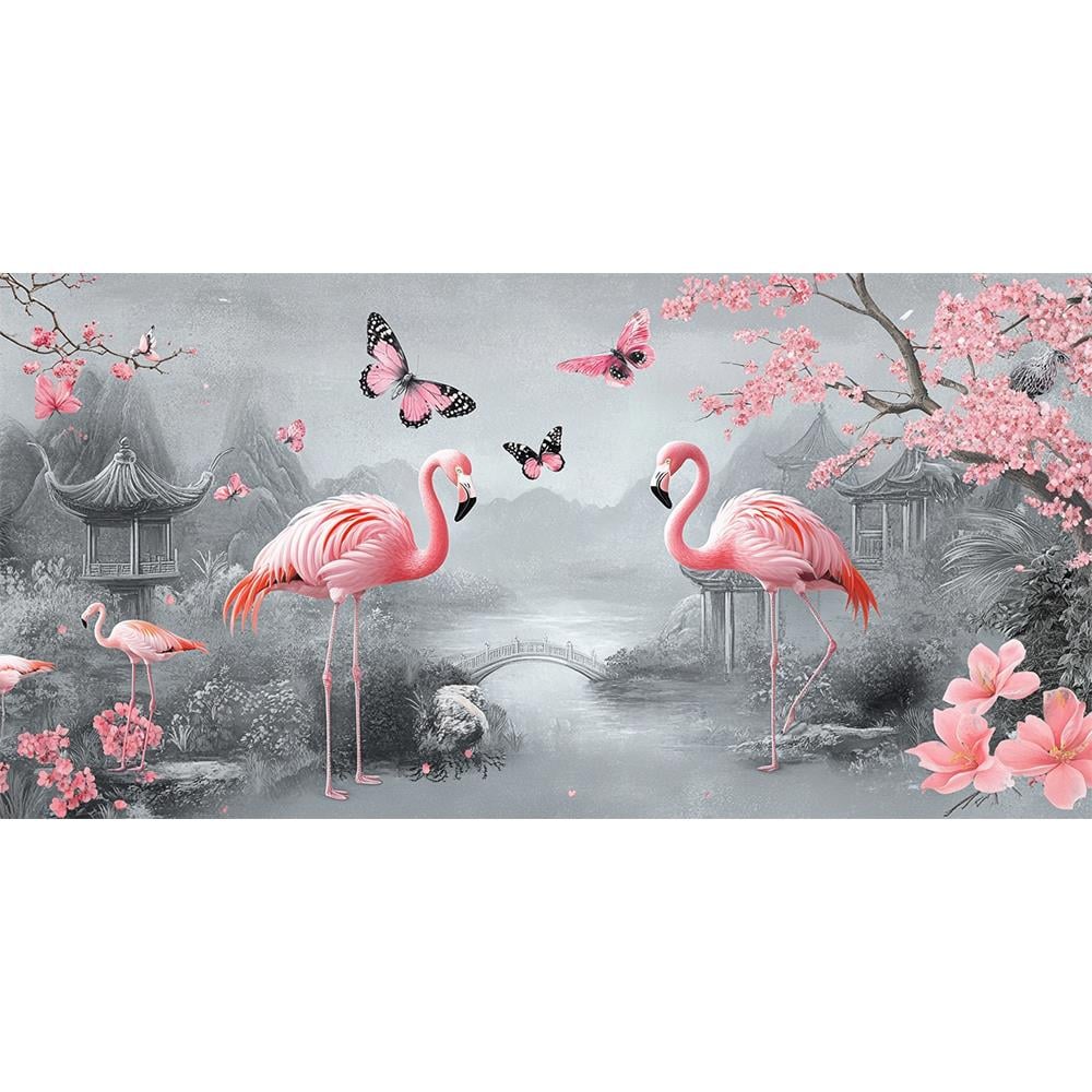 Flamingo ve Kelebek Bahçesi duvar kağıdı