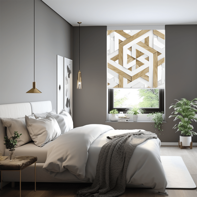 Geometrik Desenli Yatak Odası Stor Perde