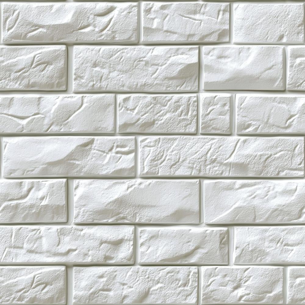 Kabartmalı Beyaz Tuğla Duvar Kağıdı