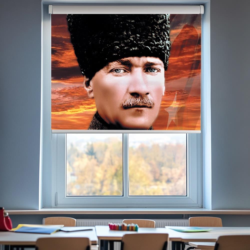 Kalpakli Gokyuzu Ataturk Posterli Stor Perde