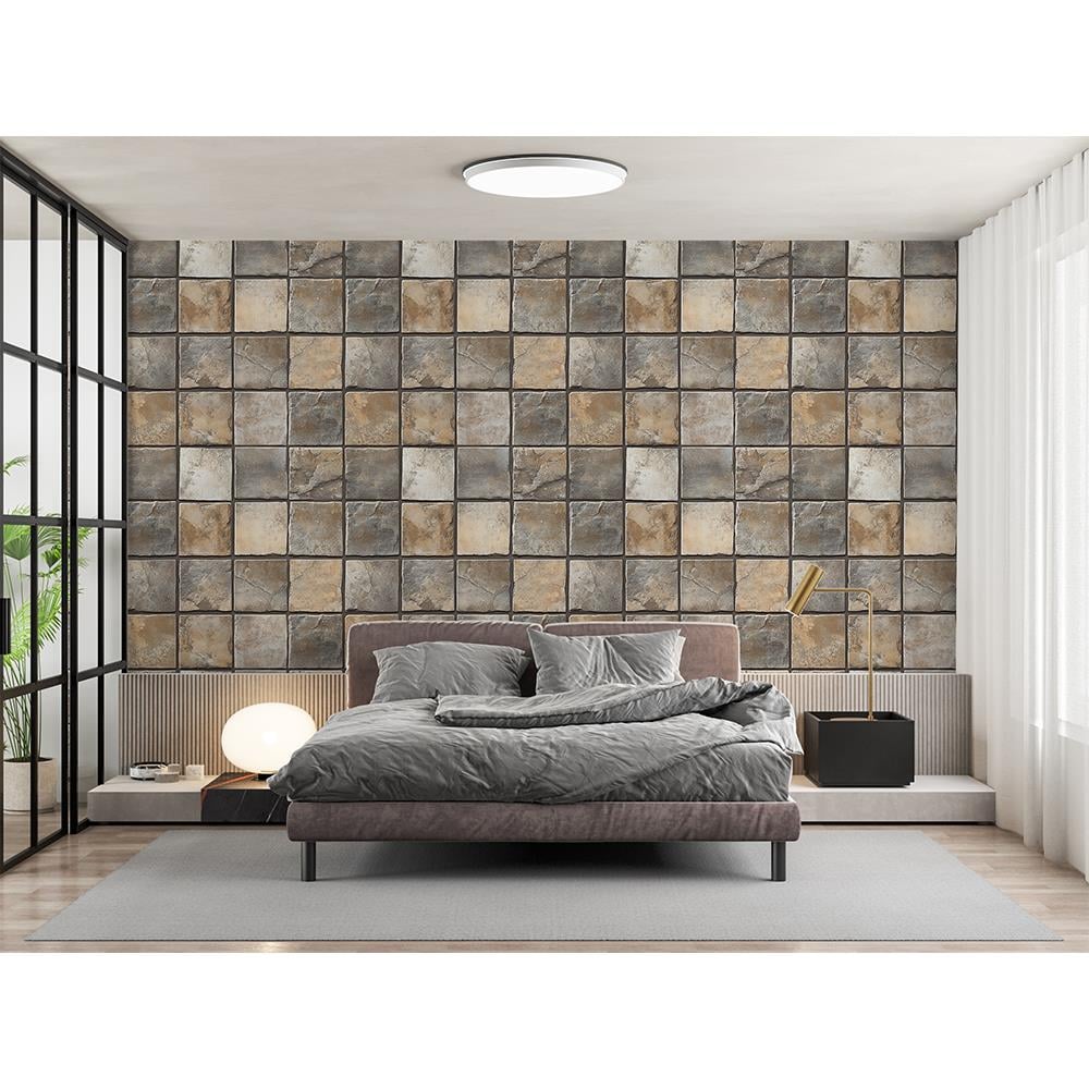 Kare Taş Desenli Duvar Kağıdı