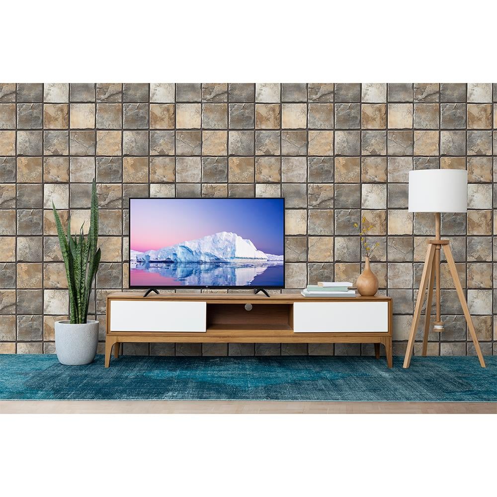 Kare Taş Desenli Duvar Kağıdı