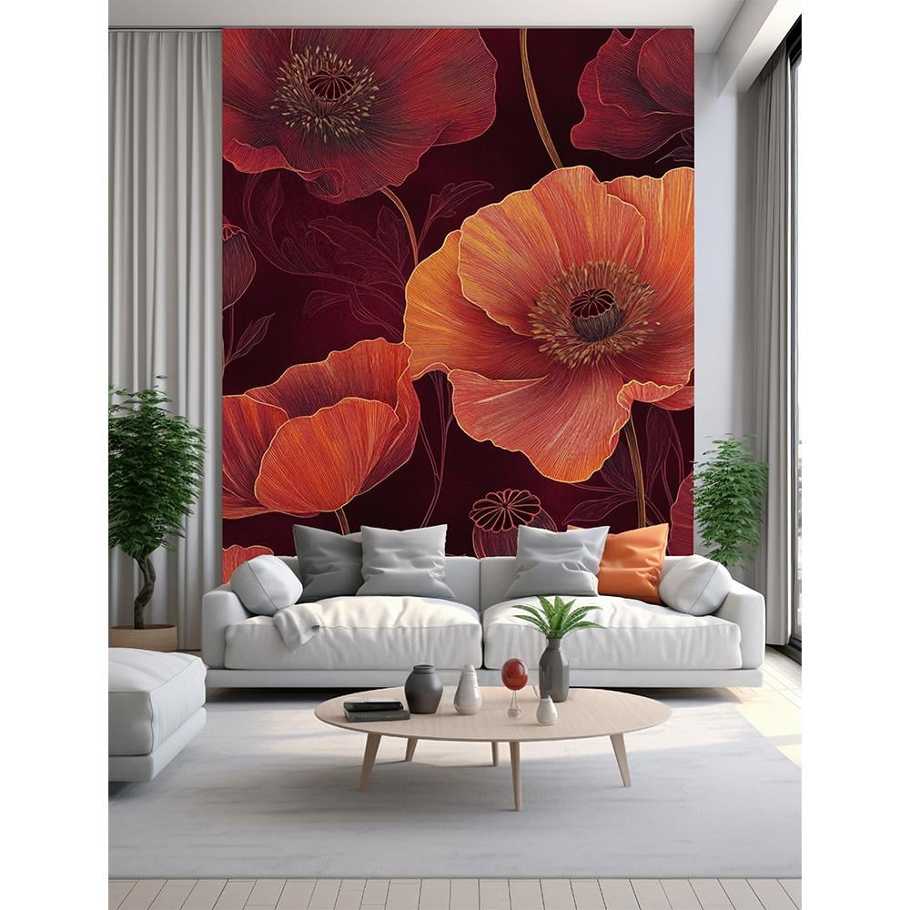 Kırmızı Gelincik Bahçesi Duvar Kağıdı