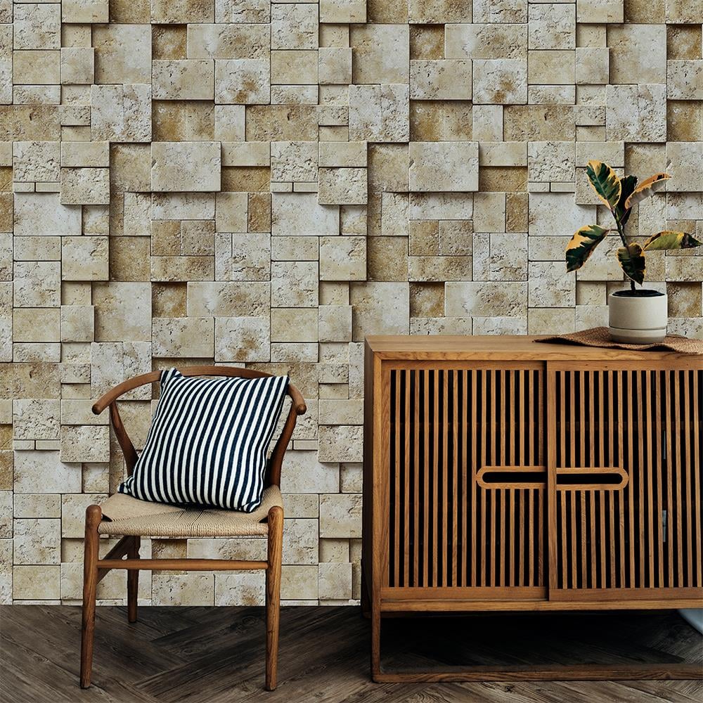 Krem Mermer Blok Duvar Kağıdı