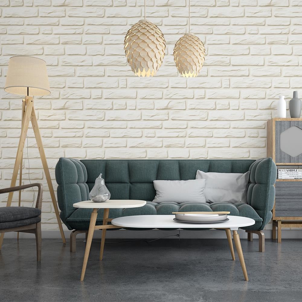 Krem Tuğla Taş Duvar Kağıdı