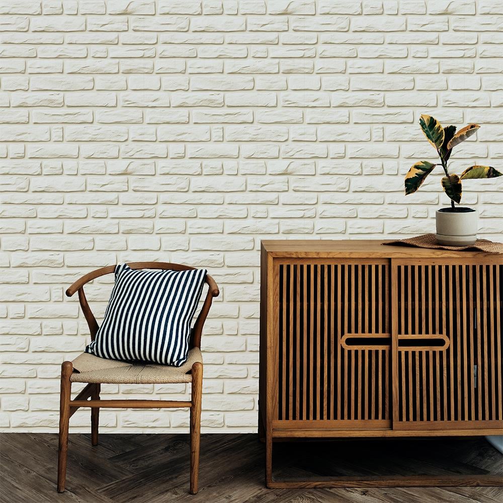 Krem Tuğla Taş Duvar Kağıdı