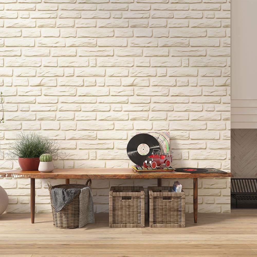 Krem Tuğla Taş Duvar Kağıdı