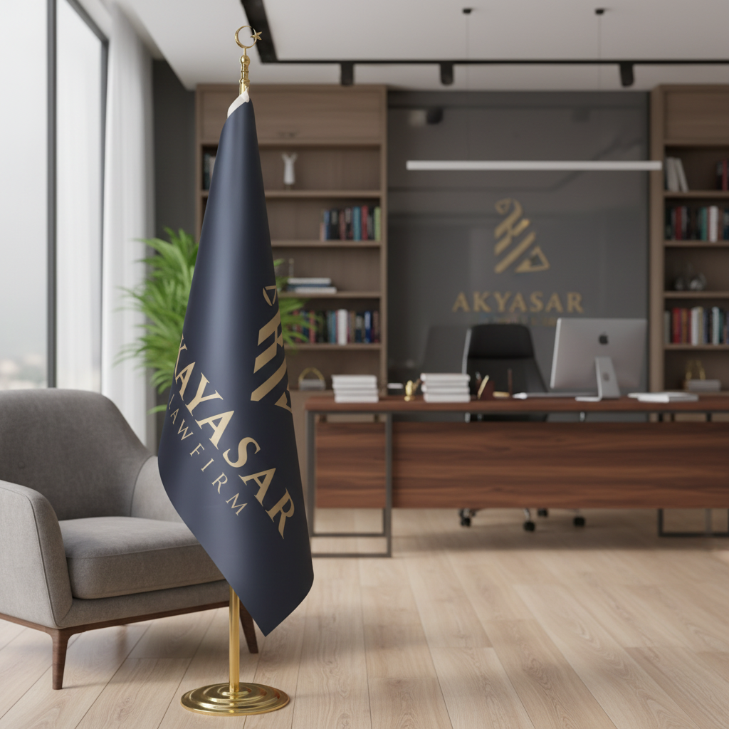 Logolu Makam Bayrağı (Gold Direkli)