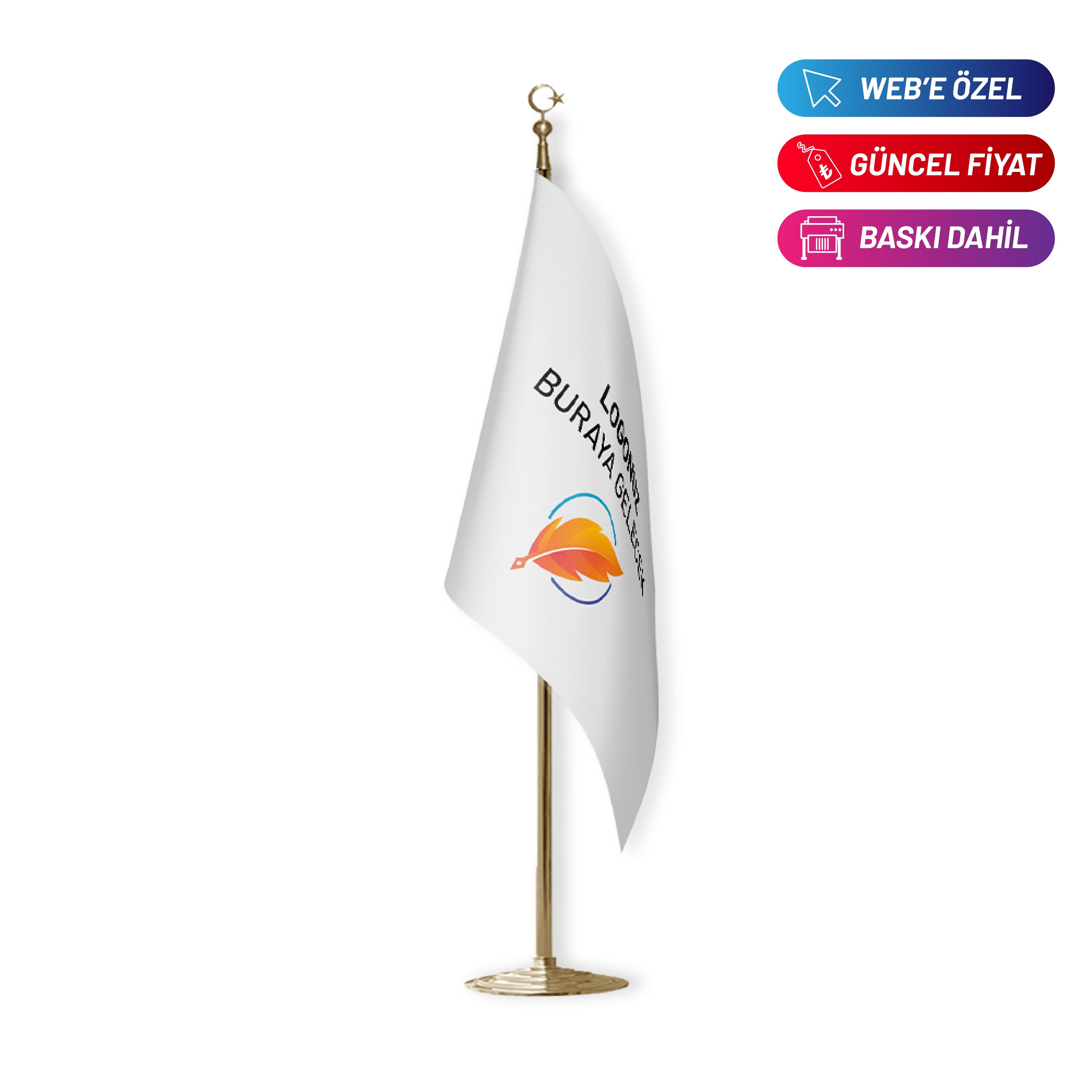 Logolu Makam Bayrağı (Gold Direkli)