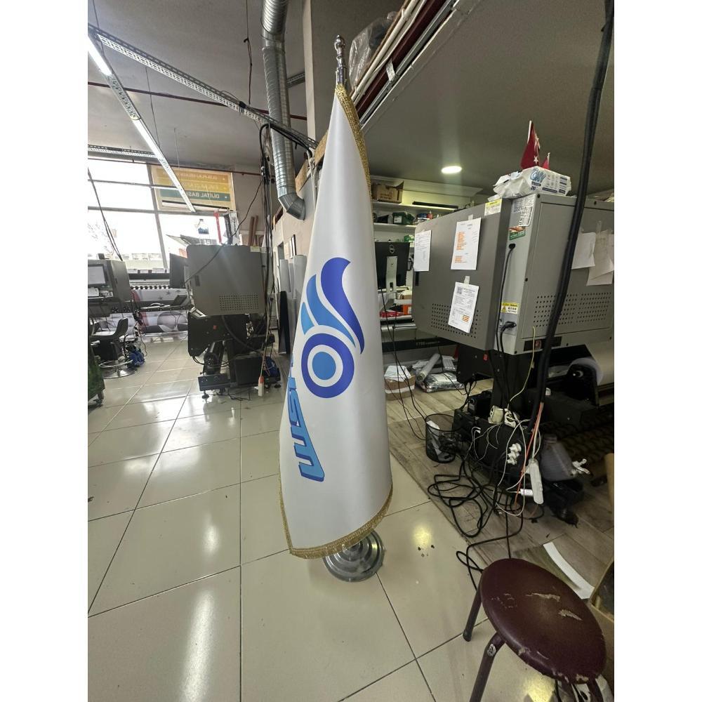 Logolu Makam Bayrağı (Krom Direkli)