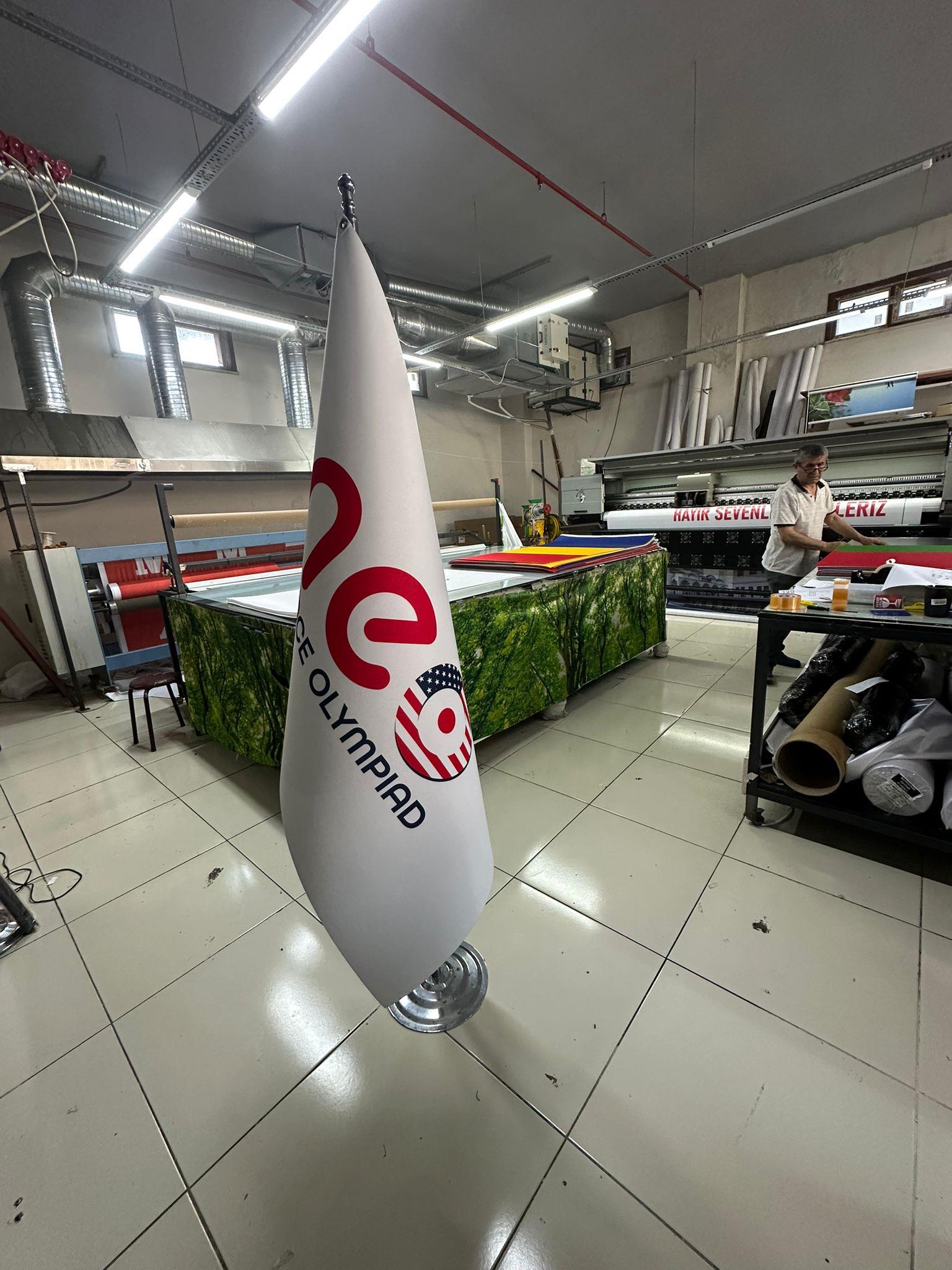 Logolu Makam Bayrağı (Krom Direkli)