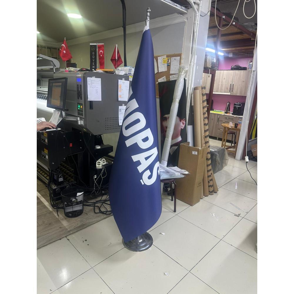 Logolu Makam Bayrağı (Krom Direkli)