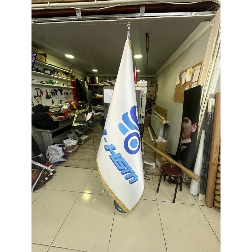 Logolu Makam Bayrağı (Krom Direkli)