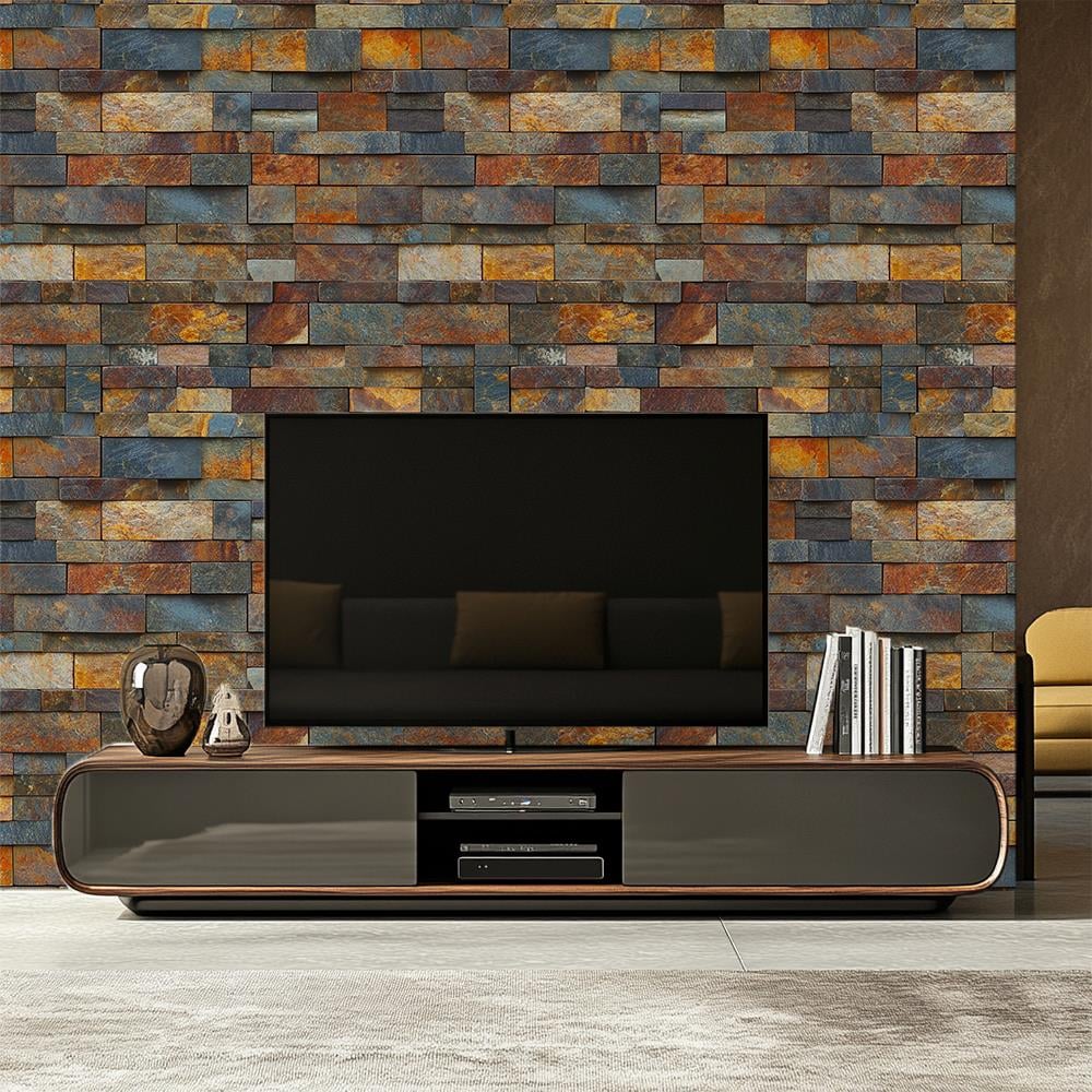 Renkli Doğal Taş Görünümlü Duvar Kağıdı