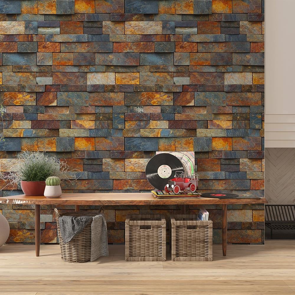 Renkli Doğal Taş Görünümlü Duvar Kağıdı