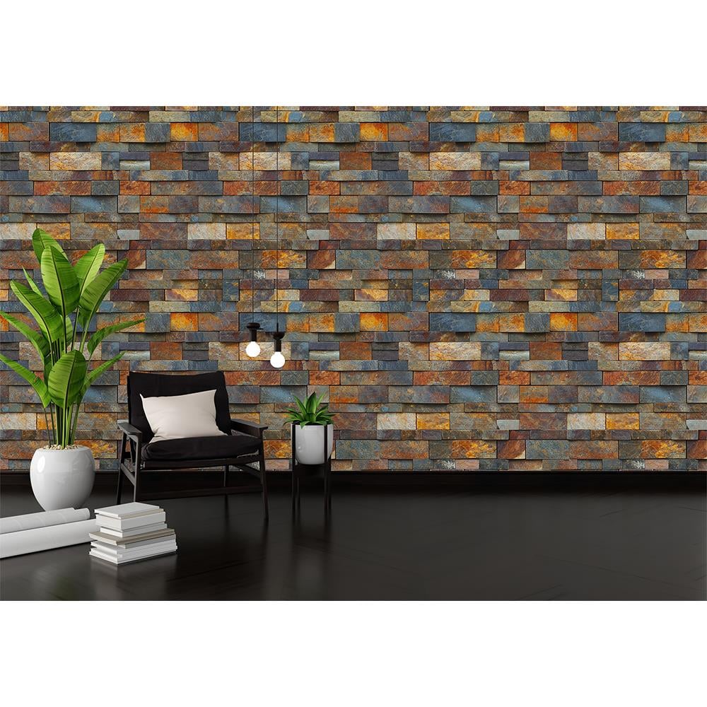 Renkli Doğal Taş Görünümlü Duvar Kağıdı