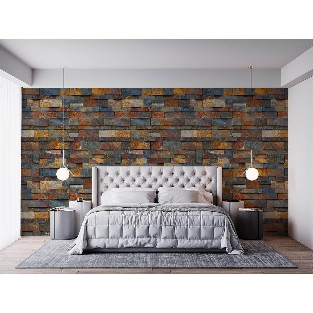 Renkli Doğal Taş Görünümlü Duvar Kağıdı