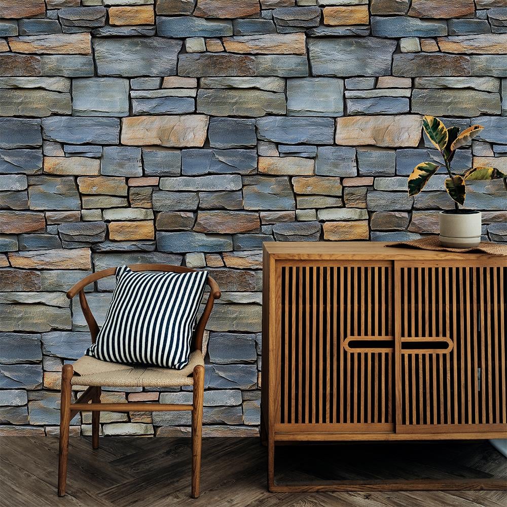 Renkli Kaya Görünümlü Taş Duvar Kağıdı