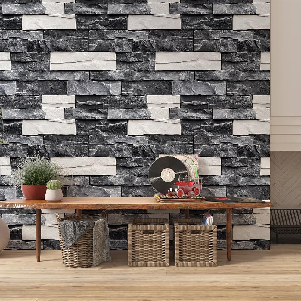 Siyah-Beyaz Mermer Taş Duvar Kağıdı