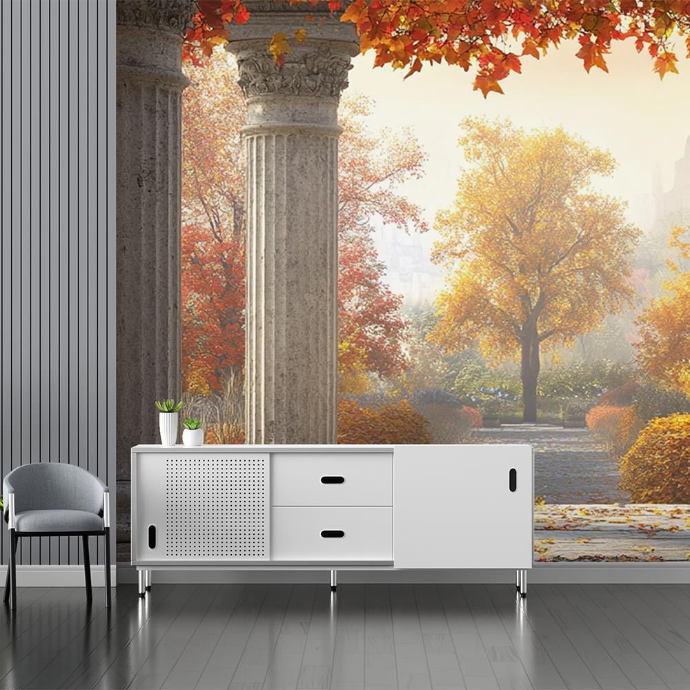 Sonbaharda Antik Sütunlar Arasında Duvar Kağıdı