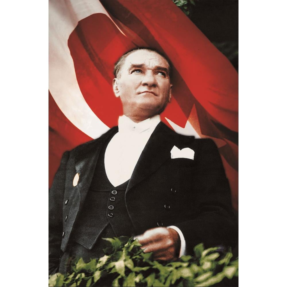 Türk Bayraklı Atatürk Posterli Stor Perde