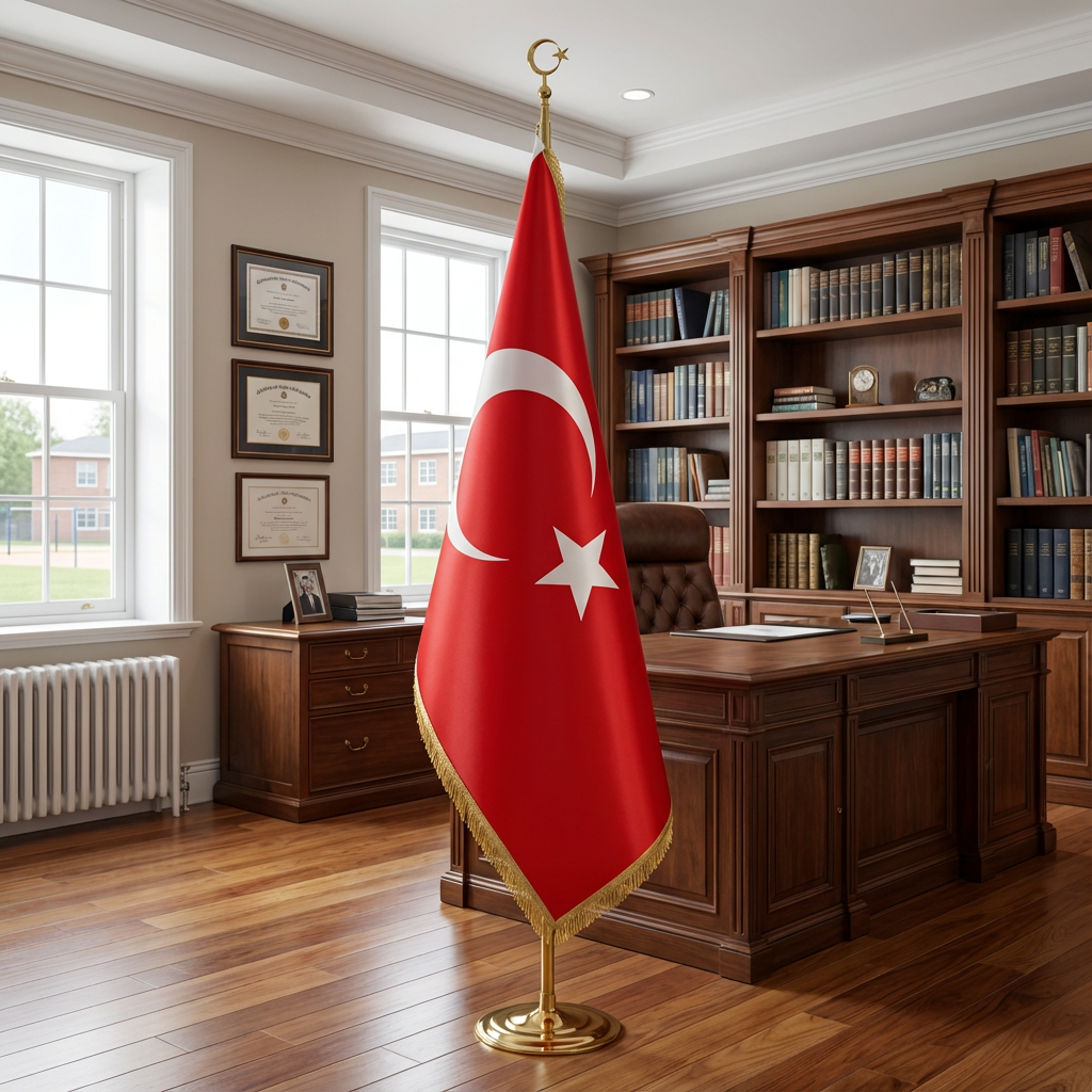 Türk Makam Bayrağı (Gold Direkli)