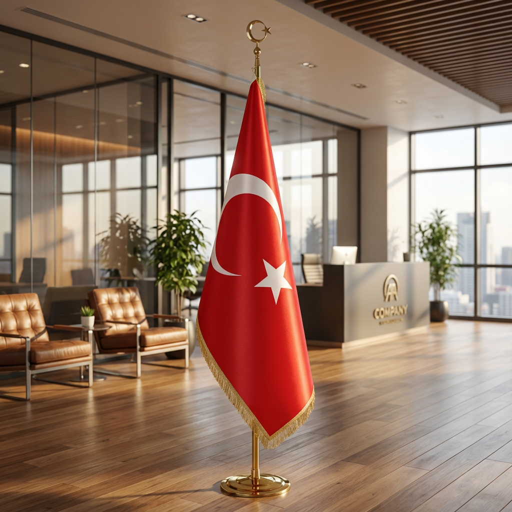 Türk Makam Bayrağı (Gold Direkli)