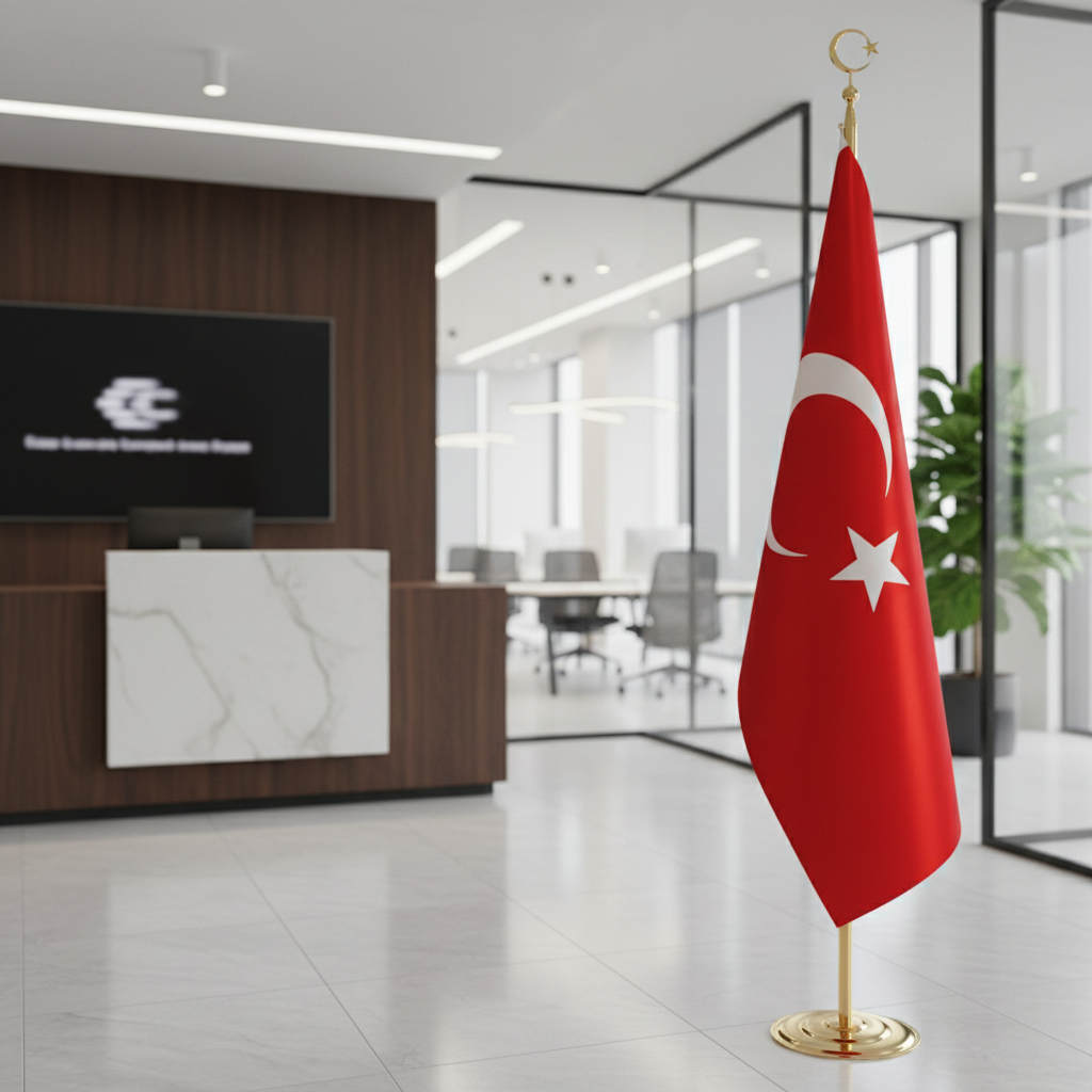 Türk Makam Bayrağı (Gold Direkli)