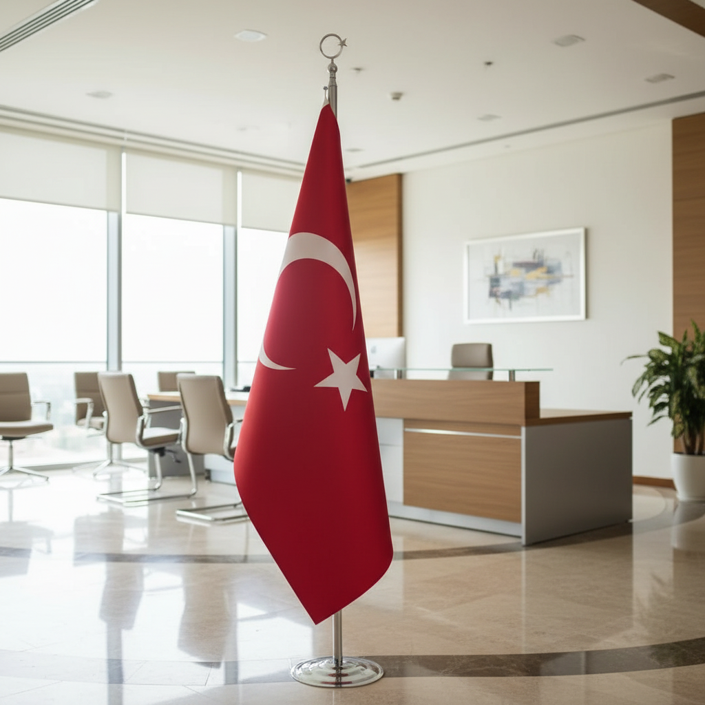 Türk Makam Bayrağı (Krom Direkli)