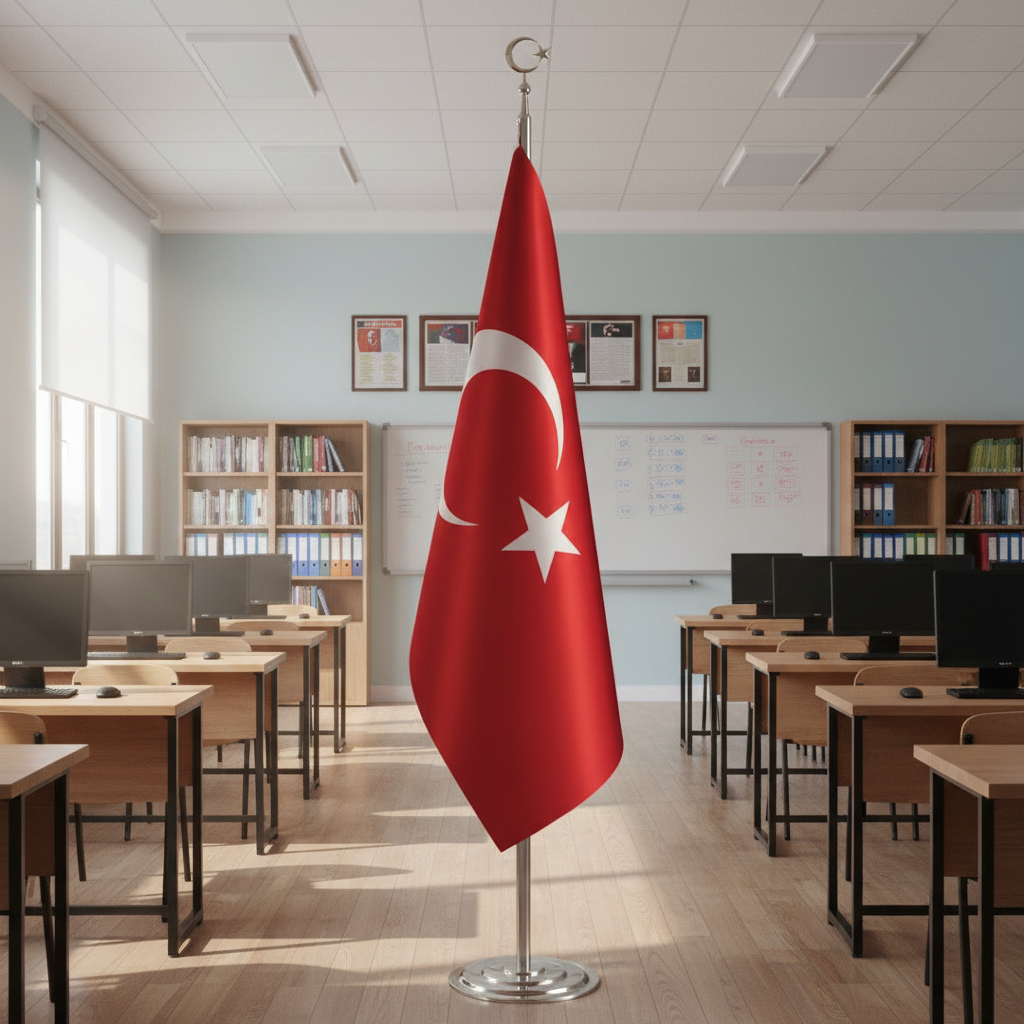 Türk Makam Bayrağı (Krom Direkli)