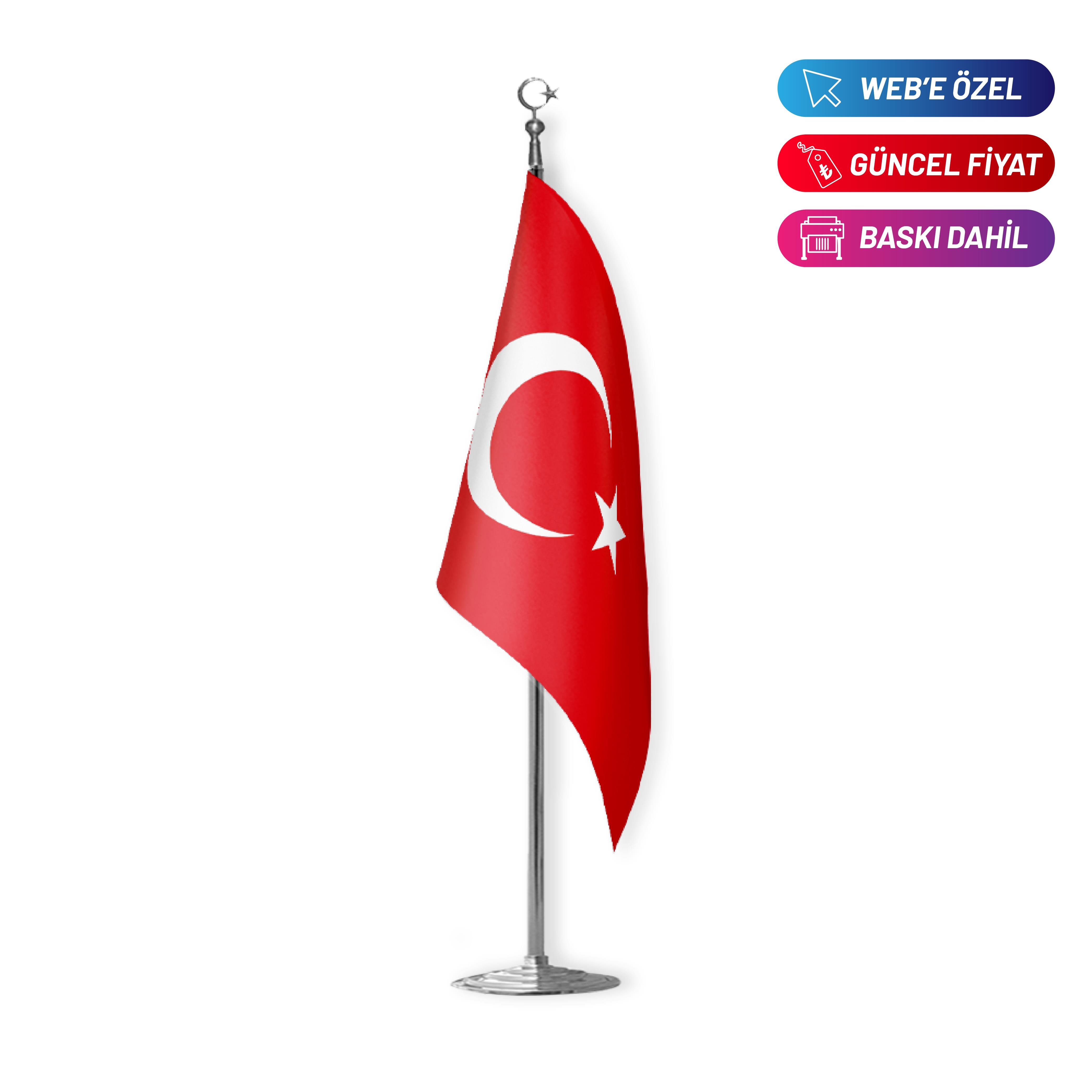 Türk Makam Bayrağı (Krom Direkli)