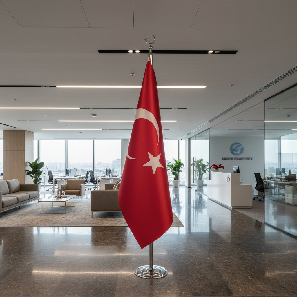 Türk Makam Bayrağı (Krom Direkli)