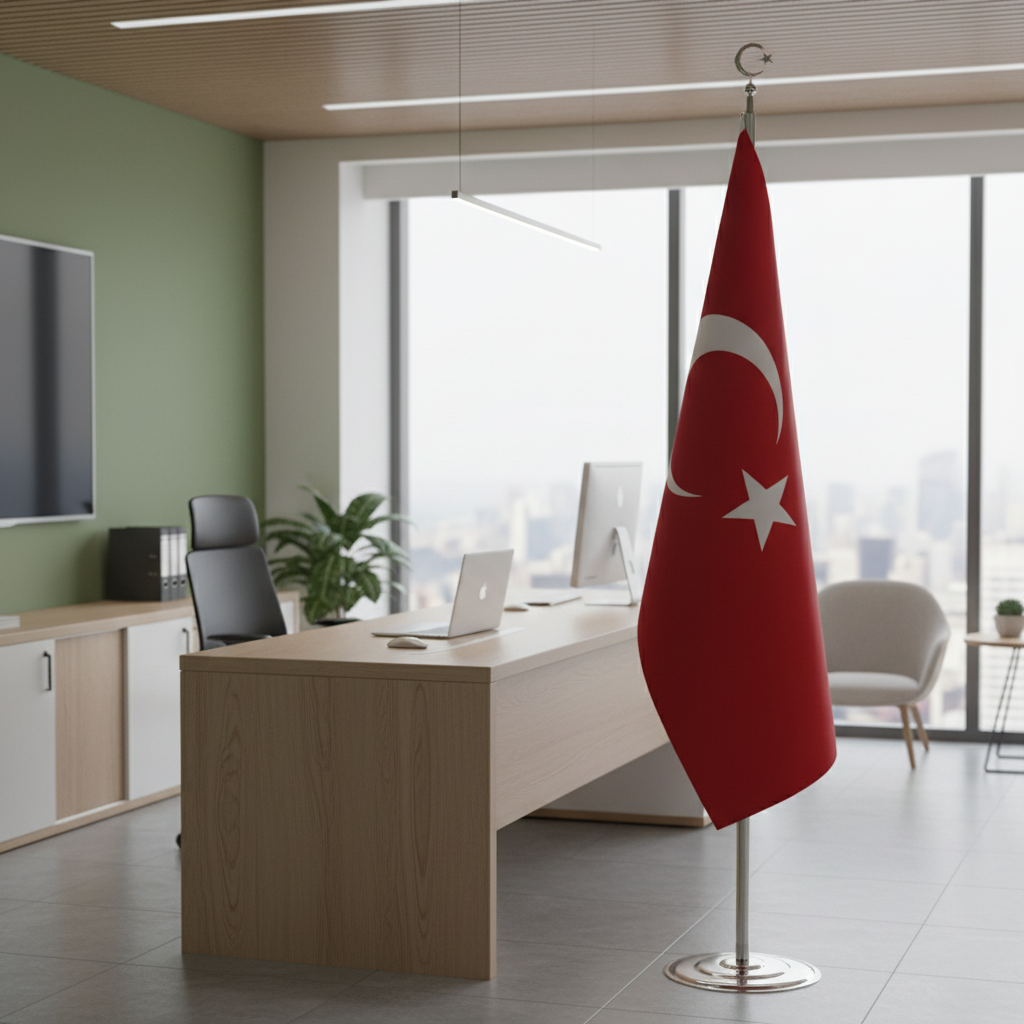 Türk Makam Bayrağı (Krom Direkli)