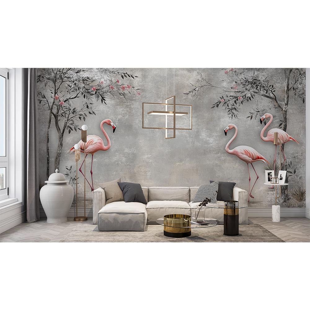 Vintage Doğada Flamingo Çiftleri duvar kağıdı