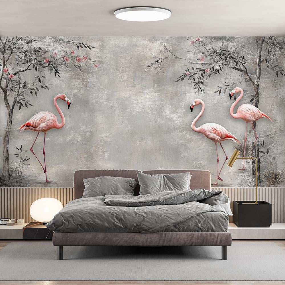 Vintage Doğada Flamingo Çiftleri duvar kağıdı