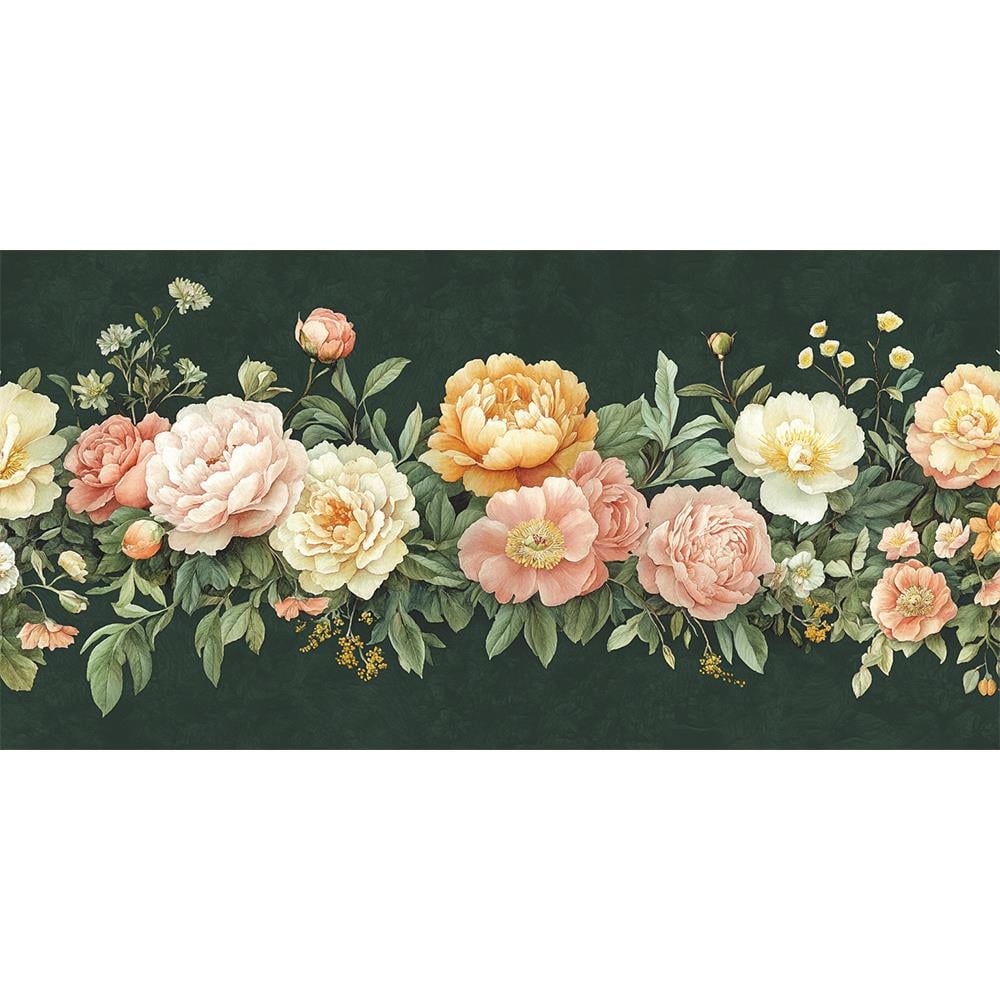 Yeşil Zemin Üzerinde Zarif Çiçekler Duvar Kağıdı