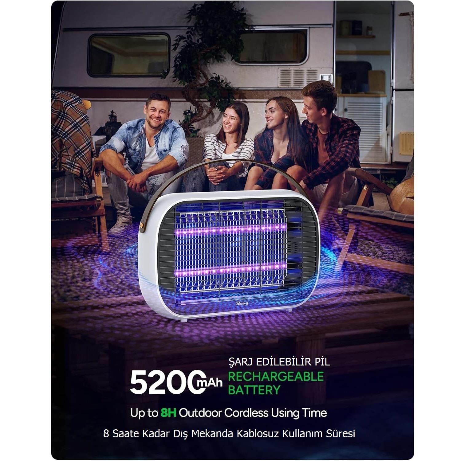 Rowenger MA15C UV-LED Işıklı 5200mAh Şarjlı + Elektrikli Sivrisinek Öldürücü Lamba Sinek Öldürücü