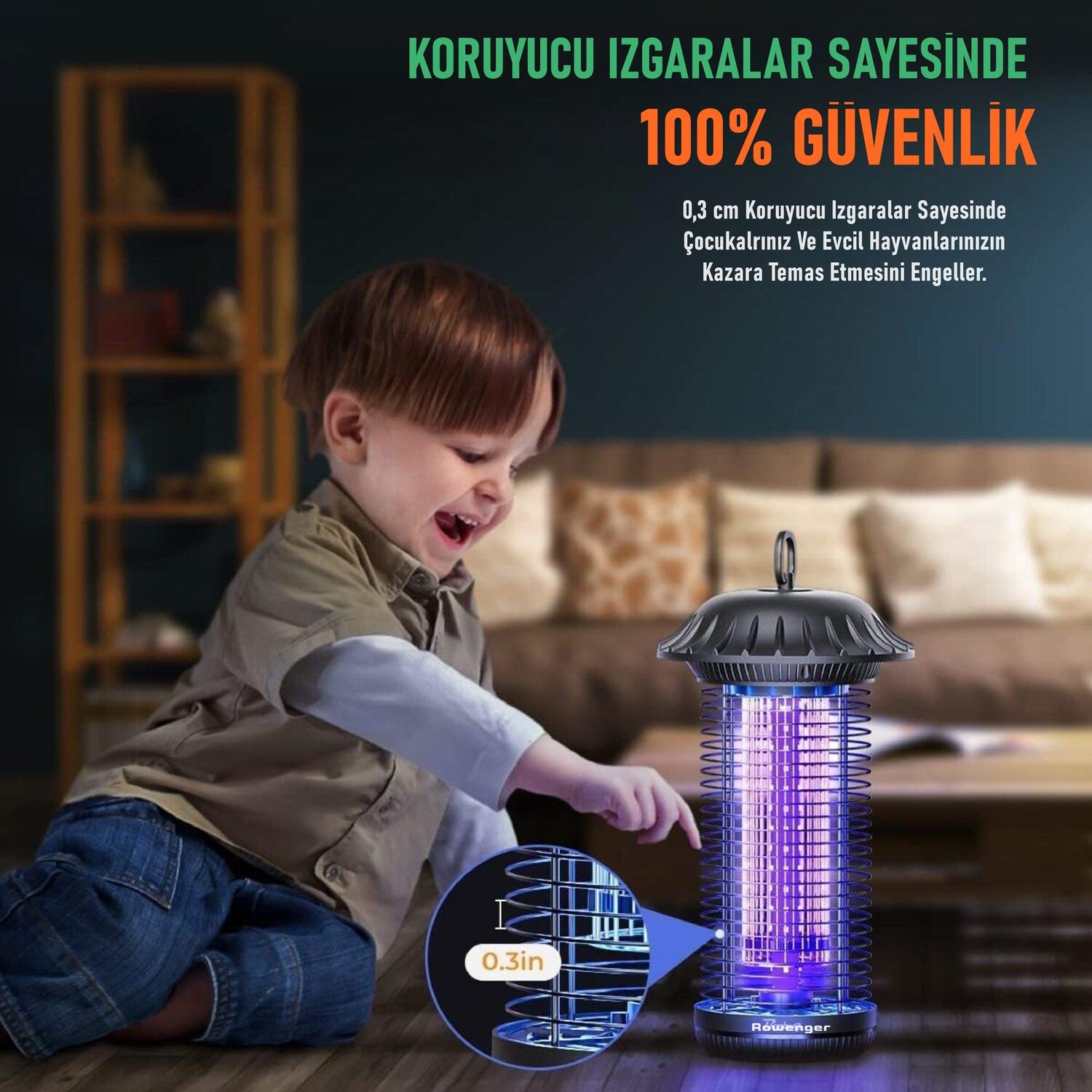 Rowenger MO8C UV-LED Işıklı Elektrikli Sinek Öldürücü İç Dış Mekan Haşere Sivrisinek Öldürücü  Lamba
