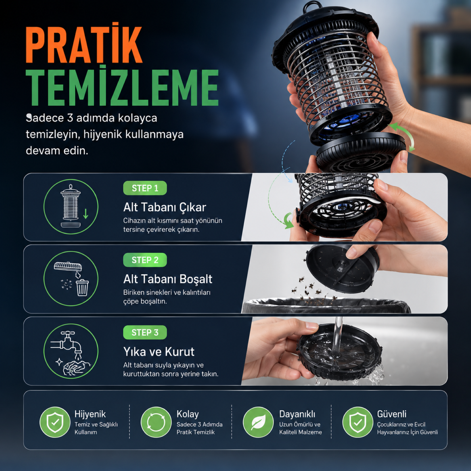 Rowenger MO8C UV-LED Işıklı Elektrikli Sinek Öldürücü İç Dış Mekan Haşere Sivrisinek Öldürücü  Lamba